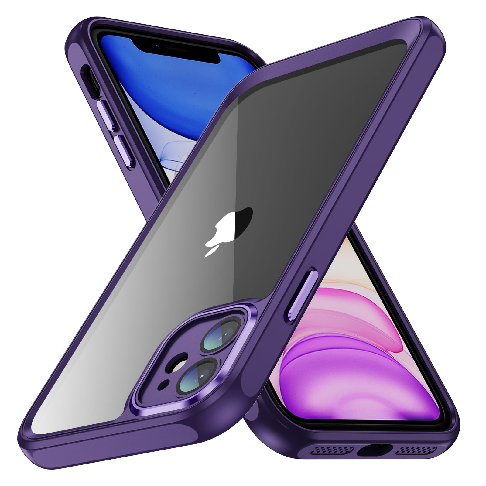 Til iPhone 11 Hybrid Stødsikker TPU + Akryl telefonetui Metal kameraramme Klart bagcover Til iPhone 11 Hybrid Stødsikker TPU + Akryl telefonetui Metal kameraramme Klart bagcover